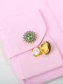 مجموعة من 2 غطاء أزرار أساور القميص، أزرار مرصعة بالراين بطراز باروك لفساتين النساء، صناديق أزرار زخرفية، أزرار أكمام فاخرة للبدلات والملابس الأنيقة بدون خياطة، هدايا للمناسبات