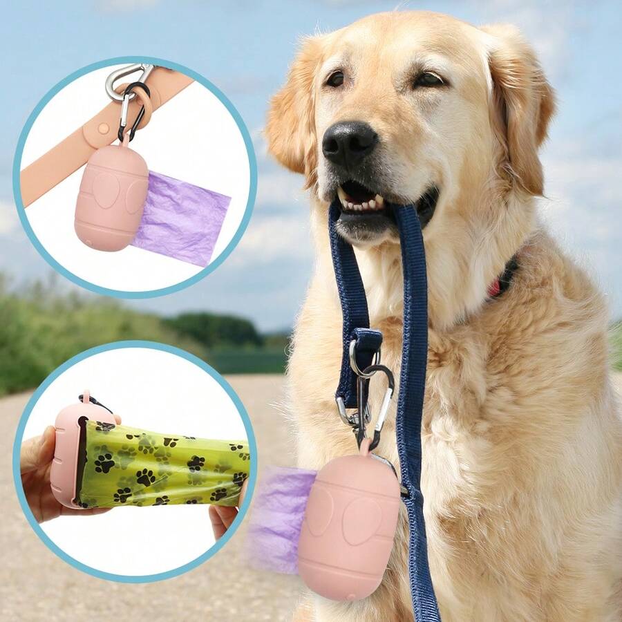 Silicone Pet Themed Portable Garbage Bag Holder, Compact And Convenient For Outdoor Waste Collection