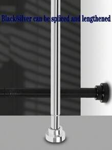 1pc Extra Long No Drill Stainless Steel Adjustable Curtain Rod, 2.5CM Diameter, Black/Silver Curtain Rod, Wardrobe Hanging Rod, Retractable Rod, Clothesline, No Drilling Required, Stainless Steel Material, Easy Installation, Multi-Purpose For Bedroom, Balcony, Wardrobe, Outdoor Clothesline