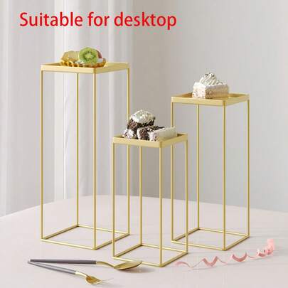 3pcs European Style Dessert Display Stand Set, Small Size Wedding Decor, Minimalist Cake & Pastry Stand For Buffet, Tea Party, Holiday, Valentine's Day, Christmas, Suitable For Small Cakes & Cookies