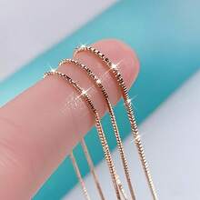 925 Silver Plated 18K Gold Simple Necklace Couple Style Box Chain Fashion Daily/Party Decoration-16/18/20/22/24/26/28/30 Inch Optional Valentine's Day Engagement Wedding Anniversary Birthday Gift Holiday Gift - Silver - View 7