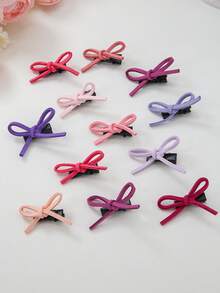 20个/套 少女粉紫色丝带蝴蝶结发夹，发卡，刘海夹，不伤发发饰，日常使用 - 彩色 - 查看 5