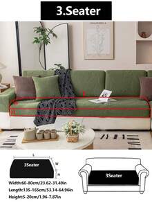 1pc Stretch Sofa Cover, Non-Slip Full Coverage Sofa Seat Cover, All Season Universal Sofa Cushion Cover, Fabric Thickened Sofa Blanket, Machine Washable, Dust-Proof, Pet-Friendly, Home Decor, Adjustable For Corner Sofa, Bedroom, Office, Living Room 1/2/3/4 Seater - Green - View 14