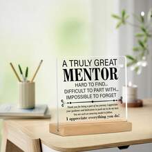 1 Stück Acryl-Wertschätzungsplakette für Chef, Lehrer - Motivierendes Dankeschön-Geschenk, Büro-Schreibtisch Dekoration mit Holzständer