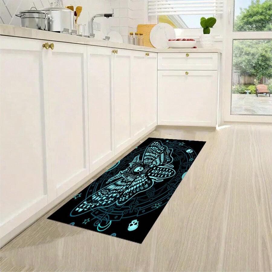 1pc Halloween Pattern Crystal Velvet Rug Doormat, Non-Slip Dirt-Resistant Decorative Entryway Carpet, Washable