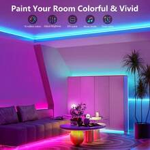 NBBUFF 3英尺至100英尺LED灯带，适用于房间装饰，配备44键遥控器和APP控制，可随音乐变色、定时、调光，适用于卧室、客厅、游戏室、厨房、电视背光、万圣节派对装饰、圣诞礼物等。 - APP Control+44 Keys Remote - 查看 9