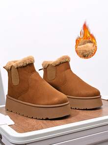 5cm Absatz Damen Outdoor Schneestiefel, wärmende Thermofütterung, rutschfeste Sohle, Winterstiefel für Frauen