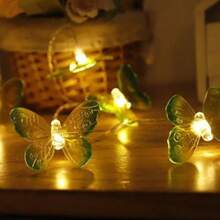 1pc 1.5m/10LED,3m/20LED Butterfly String Lights, Battery Powered(Without Battery) Purple/Green Butterfly Fairy Lights For Baby Room ,Home Bedroom ,Indoor Outdoor Garden ,Wedding Party Holiday Decorationbaby Shower Family Decorations Gifts