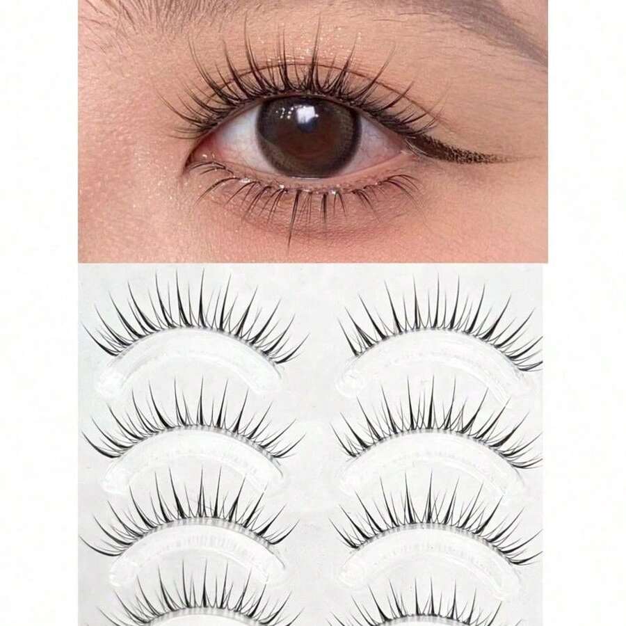 10pcs/Pack Fairy Soft Ultrafine Transparent False Eyelashes, Natural Looking Long & Thick One Piece Design - 黑色 - 查看 1