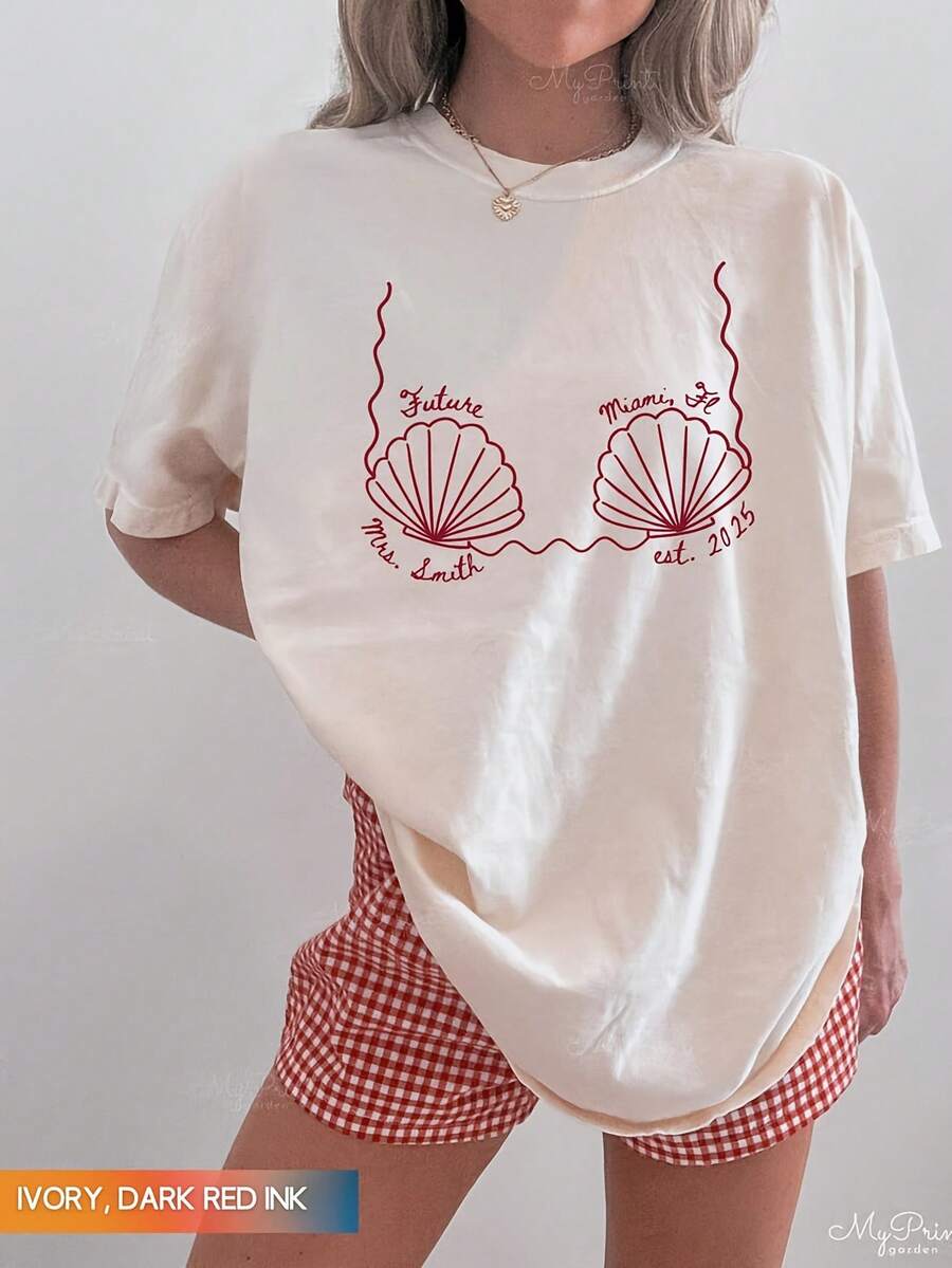 Custom Future Mrs Beach , Pernalized On To Be Wifey Bride , Engaged Announcet Fiancee Se And Wedding Bells Gift220G Heavyweight Cotton Women's Top – Crafted From Premium Thick Cotton With A Soft Yet Durable Feel, Delivering Breathable Comfort From Morning To Night. Perfect For Everyday Wear, Travel, Casual Outings, Sports, Or Layering During Cooler Days. A Versatile And Fashionable Choice For Street Style, Relaxing At Home, Or Staying Active Outdoors. - 白7 - 查看 1