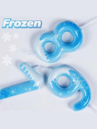 Frozen Snowflake Princess Themed 0-9 Numeral Birthday Anniversary Party Cake Decorative Candles