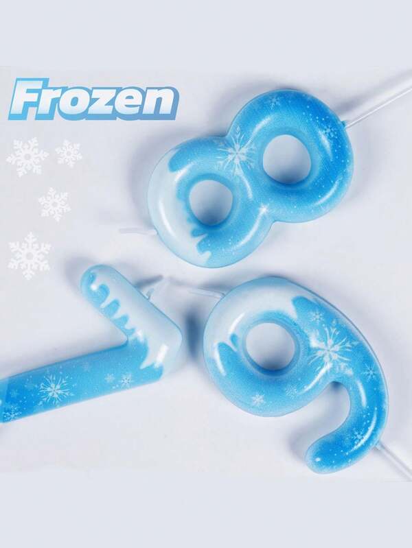 Velas decorativas con números del 0 al 9 para pastel de cumpleaños o aniversario con temática de la princesa Frozen y copos de nieve