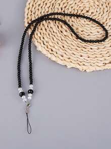 1 Crystal Transparent Neckband For Mobile Phones, Long Handcrafted Beaded ID Card Neckbands For Couples