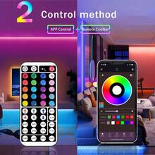 NBBUFF 3英尺至100英尺LED灯带，适用于房间装饰，配备44键遥控器和APP控制，可随音乐变色、定时、调光，适用于卧室、客厅、游戏室、厨房、电视背光、万圣节派对装饰、圣诞礼物等。 - APP Control+44 Keys Remote - 查看 4