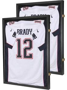 Jersey Wooden Frame Display -Shadow Box With 98% Acrylic And Hanger L Or XL Baseball Basketball Hockey Sport Shirt And Uniform Gifts Men (Black, 1 Pack)-Promotion - màu đen - Xem 10