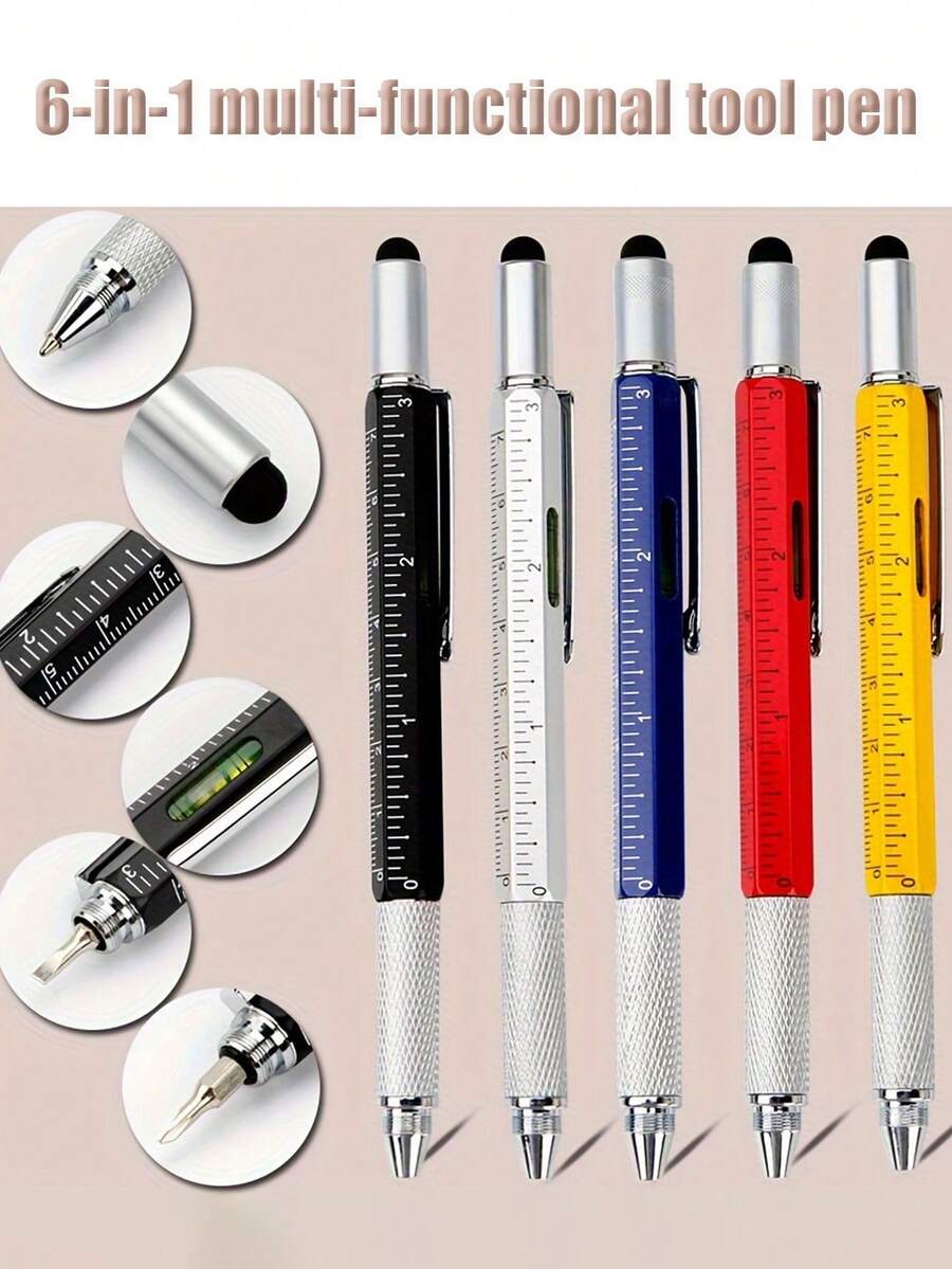 1/30pcs Multi-Functional Tool Pen, Ideal Gift For Men, With Ballpoint Pen/Screwdriver/Level/Ruler, Portable Multifunctional Tool For Home Repair/Office/School Projects, Back To School
