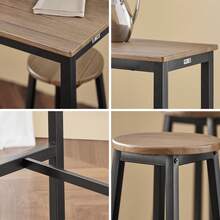 SoBuy OGT22-WN, Bar Set-1 Bar Table And 4 Stools, Home Kitchen Breakfast Bar Set Furniture Dining Set - Black - View 11