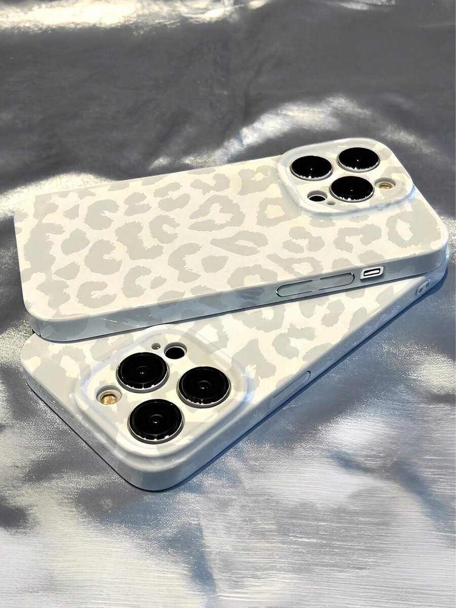 Grey And White Leopard Print Glossy - Surface Phone Case With Precision Suitable For Compatible With Iphone17,16, 15, 14, 13, 12, 11, PRO MAX, As Well As ,Air, PLUS - 彩色 - 查看 1