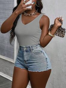 3pcs/Set Solid Color V-Neck Sleeveless Casual Tank Top - Multicolor - View 5