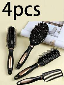 四件套气垫梳、顺发梳和梳子套装，包含扁平梳和顺发梳，男女皆宜，适用于干发、卷发和直发。是馈赠亲友的理想之选。套装包含梳子、顺发梳、球形梳、迷你梳子套装、木梳、美发工具、梳子、美发设备、发型设计、美发、梳子、梳子套装、梳子、卷发梳、顺发梳、女士梳子、理发师、理发配件、理发店、美发设备。 - 彩色 - 查看 1