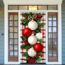 1 pieza, árbol de Navidad y bolas impresos planos 2D multifuncionales, sin batería, muy adecuados para decoración navideña interior/exterior.