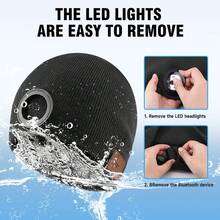 Wireless Beanie Hat With LED Light, Wireless Music Knitted Cap With Stereo Headphone, Hands Free Headlamp Cap With Headphones And Built-In Speaker Mic, For Running Hiking Jogging, Winter Accessories Cool Gadgets Gifts For Men Women Teen - 黑色 - 查看 6