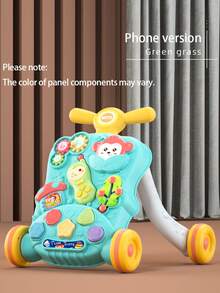 1件装多功能婴儿学步车，带白板和齿轮，ABS材质推车玩具，可拆卸大象拼图，色彩鲜艳的卡通设计，帮助宝宝学习形状和锻炼手指，室内早教玩具 - 生日礼物