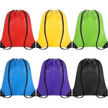 6-Pack Drawstring Gym Bags For Sports, Travel, And Beach - Orange - View 11