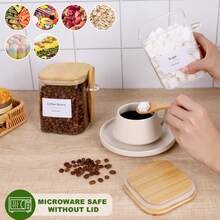 27oz Glass Storage Jars Set Of 4,Clear Glass Storage Containers With Bamboo Lids,Pantry Organization Jar, Spice, Coffee And Sugar Container, Small Canister Set For - Transparent