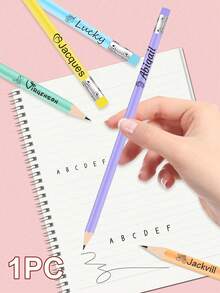 10 支定制雕刻文字铅笔、返校用品、个性化铅笔、定制铅笔个性化批量、可定制雕刻铅笔、19 厘米/7.5 英寸、5 种颜色：绿色/蓝色/黄色/紫色/白色、可擦除铅笔、带橡皮擦的素描铅笔、5 美元以下的便宜货、有趣的笔 - 彩色 - 查看 10