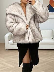 Women's Oversized Faux Fur Collar Loose Fashionable Casual Street Wear Jacket