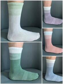 5 Paar Damen Farbverlauf Yoga Pilates Sport Socken, Silikon rutschfeste Tanzsocken, geeignet für Indoor Fitness Aerobic Sport Laufen, elastischer Sportgürtel Griff passend zu Sportbekleidung Yoga Hosen Mittellange Socken - Verschiedenfarbig - Übersicht 10