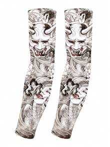 meetsunny 1 Cặp ống tay xăm hình độc đáo, thoáng khí, chống tia UV UPF 50+, dùng cho thể thao, nén nhẹ, phụ kiện cosplay hình rồng xương Nhật Bản. - Nhiều màu - Xem 20