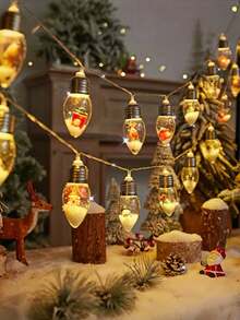 LED Christmas Light Bulb Wishing Lamp, Fairy Lights, Christmas Snow Globe String Lights, Decor Santa Claus/Snowman/Reindeer/Christmas Tree And Gift Box, Wishing Bottle Wedding Party Indoor Decoration - Battery Powered (Batteries Not Included), Suitable For Festivals, Bedroom, Yard, Wedding, Holiday, Camping, Home, Garden, Christmas, Party And Holiday Home Christmas Decor!Christmas Decoration XMAS Decor Christmas Tree Gift Decor Thanksgiving Wedding Home Decor Home Decor Fall Decor Autumn Decor Birthday Decorations For Gifts Party Supplies Indoor Outdoor Garden Holiday Festival Decor Halloween Decor Wall Decor Halloween Ornaments