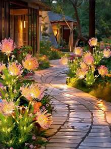 1pc Solar Powered Cosmos Flower Light Set - Includes Illuminating Lotus Flower, Solar Powered Outdoor Pink Flower Garden Solar Light, Outdoor Landscape Lighting, LED Floral Lights, Solar Flower With Glowing Petals And Stem, Upgraded Solar Panel, Outdoor Garden Decor, Patio Decoration And Mother's Gift, Ideal For Outdoor Garden Decor, Great For Thanksgiving Gift And Romantic Gift!