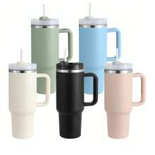5/7 Pcs 40 Oz Tumbler With Handle And Straw Lid, Stainless Steel Insulated Water Cup, Travel Mug Bulk - 混色 - 查看 1