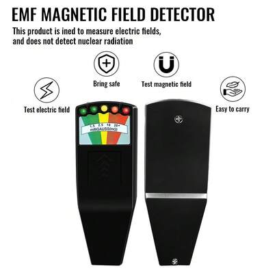 מד EMF עם 5 נוריות LED, גלאי שדה מגנטי לציד על טבעי, מונה בדיקה מפלסטיק מופעל על ידי סוללה, מתאים למשרד, קמפינג ושימוש חיצוני (עם סוללה)