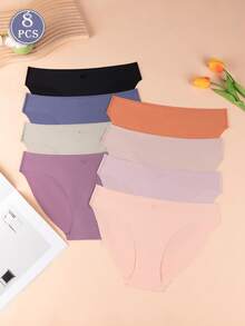 8pcs/Pack Multi-Color Women's Briefs | Soft & Skin-Friendly, Invisible & Stress-Free For Daily Wear - Multicolor - View 2
