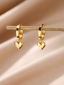 1 Par de Brincos 3D em Aço Inoxidável com Formato de Coração e Bolhas, Elegantes e Resistentes ao Desbotamento, Banhados a Ouro 18K, Ideais para Festas, Casamentos, Formaturas, Dia dos Namorados e Dia das Mães. - brincos de aço inoxidável - Ver 12