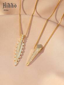 Hihho 1 pieza Collar de cadena de acero inoxidable con dije en forma de gota de agua y corazón con circonita cúbica, collar versátil para aniversario, Día de la Madre, jóvenes, amigos, cumpleaños, San Valentín