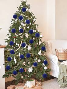 16 Stück Weihnachtskugeln, Samt Weihnachtskugeln, Blauer Weihnachtskugel-Set, Weihnachtskugel Dekorationen, Samt Weihnachtskugeln mit Geschenkbox-Set, Weihnachtsbaum Hängende Ornamente, Bruchsichere Weihnachtsbaum Kugel Ornamente Weihnachtskugeln-Set für Feiertage, Weihnachten, Hochzeit, Party, Heim-Dekoration