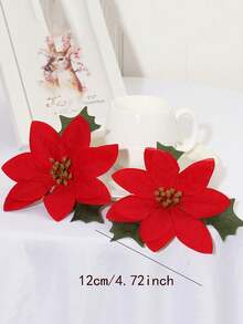 1/5pcs Christmas Flower Head Hanging Ornaments Simulated Poinsettia Decoration Home Wall Hanging Simulated Flowers Home Room Office Decor, Flower Arrangements Artificial Centerpiece, Outdoor Garden Yard Decor, Wedding Birthday Bridal Shower Decor Home Decor Christmas Decorations Room Decor