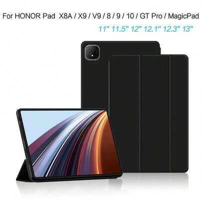 1 件黑色智能保护套适用于 HONOR Pad X8a V9 X9 GT 11''-11.5 英寸三折翻盖保护套，兼容 Honor MagicPad 13'' Pad 9/X9/10/V8/X8 Pro 12.1 英寸 GT Pro 12.3 自动睡眠唤醒、防摔、三折支持、简约商务机型