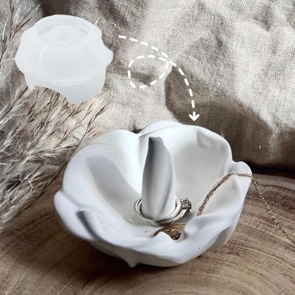 DIY Clay Mold Rose Ring Holder Decor Mold, Home Decor Storage Epoxy Resin Plaster Display Stand Silicone Mold