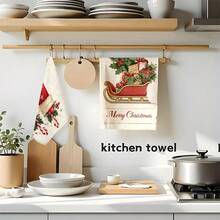 1set/2 Pieces /100 Pieces Christmas Socks And Sledd-Patterned Kitchen Towels And Rags Are Suitable For Interior Decoration In Restaurants, Kitchens And Bathrooms, Party Decoration, Holiday Gifts, And Can Also Be Given As Christmas Gifts - Multicolor - View 7