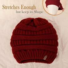 Women Beanie Hat - Burgundy - View 3