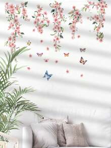 1PC Removable PVC Wall Decals – [Butterfly Pink Vine, Sunflower]Self-Adhesive Waterproof Wall Stickers For Home Decor, Room Decor, Wall Decor, And Kitchen – Easy To Apply, Ideal For Living Room, Bedroom, Or Office
