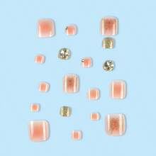 Press On Toenails With Designs Acrylic Fake Nails For Toe Artificial False Nails With Charms Glue On Toe Nails For Spring Summer Stick On Toenails For Women Girls JZ034 - 彩色 - 查看 3