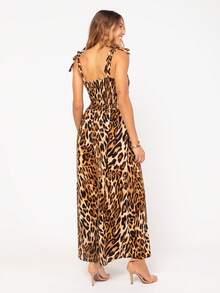 Boho All-Over Print Jumpsuit With Ruched Knot - 棕色 - 查看 7