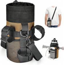 WOTOW Bolsa de Botella de Agua para Bicicleta, Universal Portabotella de Agua con Correas Ajustables y Bolsillos, Impermeable Portátil Organizador de Bolsa de Copa para Bicicleta Moto Sillas de Ruedas - Marrón - Ver 13